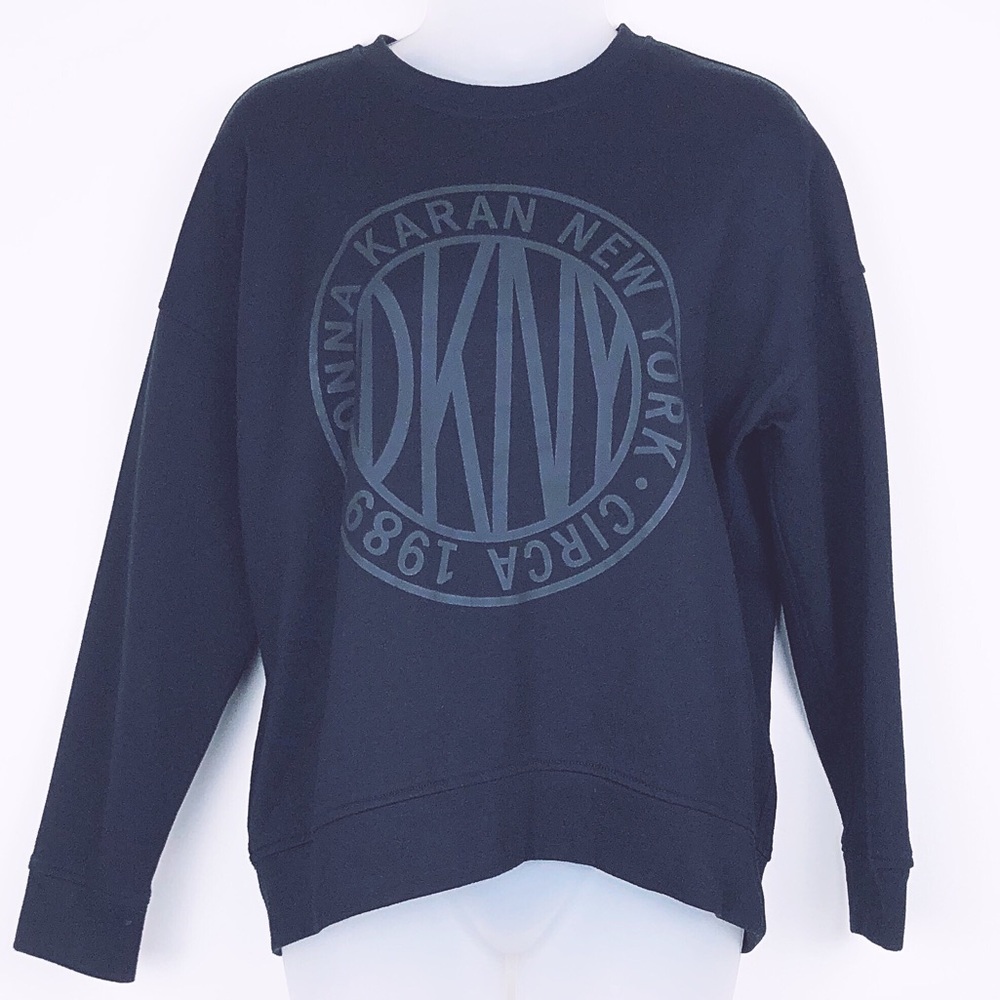 DKNY LOGO LONG SLEEVE PULLOVER BLACK SIZE SMALL